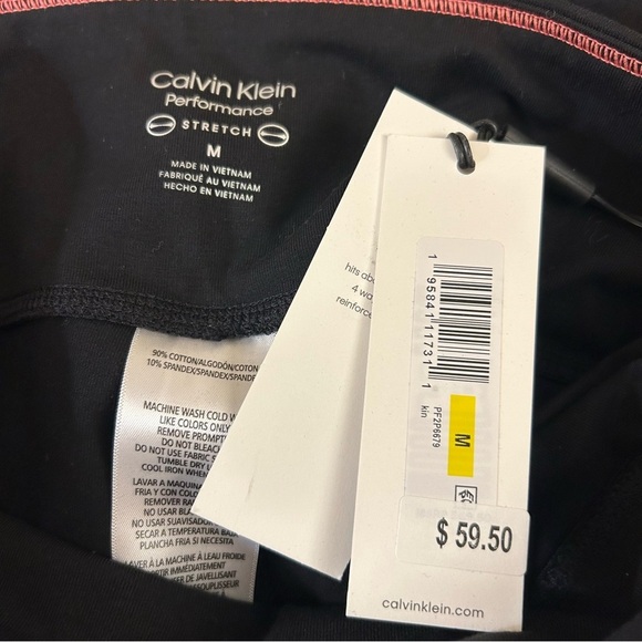 Calvin Klein Performance Stretch High Waist 7/8 legging in Black/Pink Size M - Picture 6 of 7